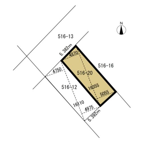 広島市東区矢賀1丁目の売地の測量図です
